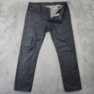 Armani Jeans Button Fly Mens 34 Dark Indigo Blue Straight Leg Cotton J717T Denim